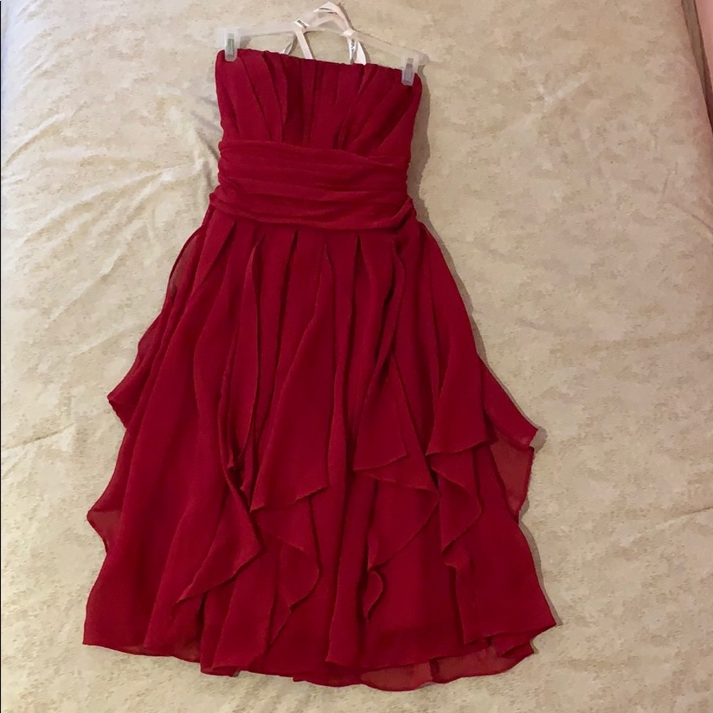 David’s Bridal strapless bridesmaid dress